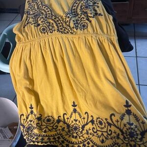 Forever 21 Mustard Top with Navy Detailing